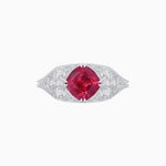 Load image into Gallery viewer, Vintage-Inspired Cushion Cut Ring with Diamond Accents and Hand-Engraved Details - Shahin Jewelry