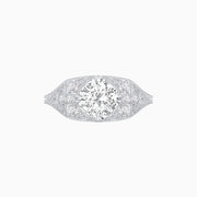 Vintage-Inspired Cushion Cut Ring with Diamond Accents and Hand-Engraved Details - Shahin Jewelry