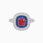 Load image into Gallery viewer, Vintage-Inspired Cushion Halo Diamond Engagement Ring with Gemstone (Mounting) - Shahin Jewelry