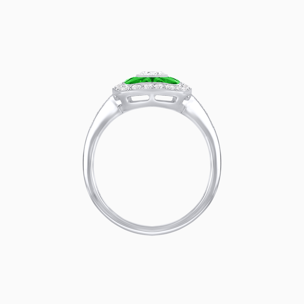 Vintage - Inspired Cushion Halo Mounting Ring with Diamond & Gemstone Accents - Shahin Jewelry