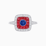Load image into Gallery viewer, Vintage - Inspired Cushion Halo Mounting Ring with Diamond &amp; Gemstone Accents - Shahin Jewelry