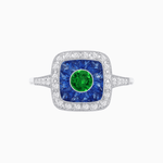 Load image into Gallery viewer, Vintage - Inspired Cushion Halo Mounting Ring with Diamond &amp; Gemstone Accents - Shahin Jewelry