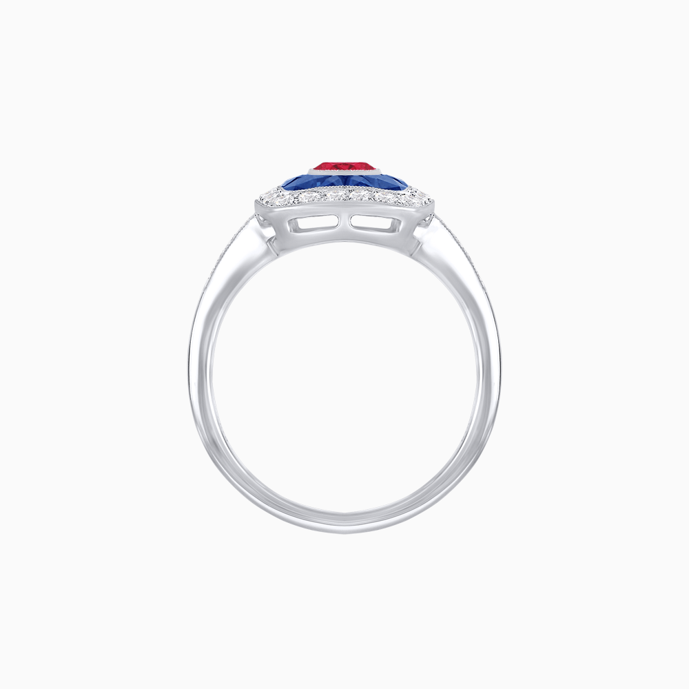 Vintage - Inspired Cushion Halo Mounting Ring with Diamond & Gemstone Accents - Shahin Jewelry