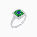 Load image into Gallery viewer, Vintage - Inspired Cushion Halo Mounting Ring with Diamond &amp; Gemstone Accents - Shahin Jewelry