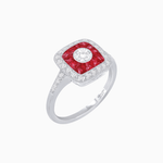 Load image into Gallery viewer, Vintage - Inspired Cushion Halo Mounting Ring with Diamond &amp; Gemstone Accents - Shahin Jewelry