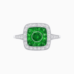 Load image into Gallery viewer, Vintage - Inspired Cushion Halo Mounting Ring with Diamond &amp; Gemstone Accents - Shahin Jewelry