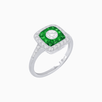 Load image into Gallery viewer, Vintage - Inspired Cushion Halo Mounting Ring with Diamond &amp; Gemstone Accents - Shahin Jewelry