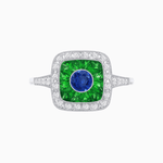 Load image into Gallery viewer, Vintage - Inspired Cushion Halo Mounting Ring with Diamond &amp; Gemstone Accents - Shahin Jewelry