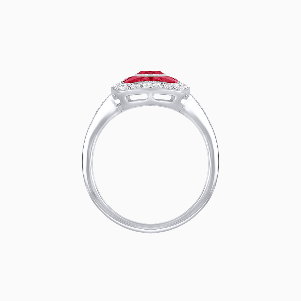 Vintage - Inspired Cushion Halo Mounting Ring with Diamond & Gemstone Accents - Shahin Jewelry