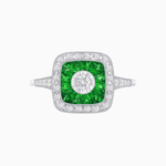 Load image into Gallery viewer, Vintage - Inspired Cushion Halo Mounting Ring with Diamond &amp; Gemstone Accents - Shahin Jewelry