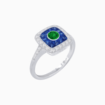 Load image into Gallery viewer, Vintage - Inspired Cushion Halo Mounting Ring with Diamond &amp; Gemstone Accents - Shahin Jewelry