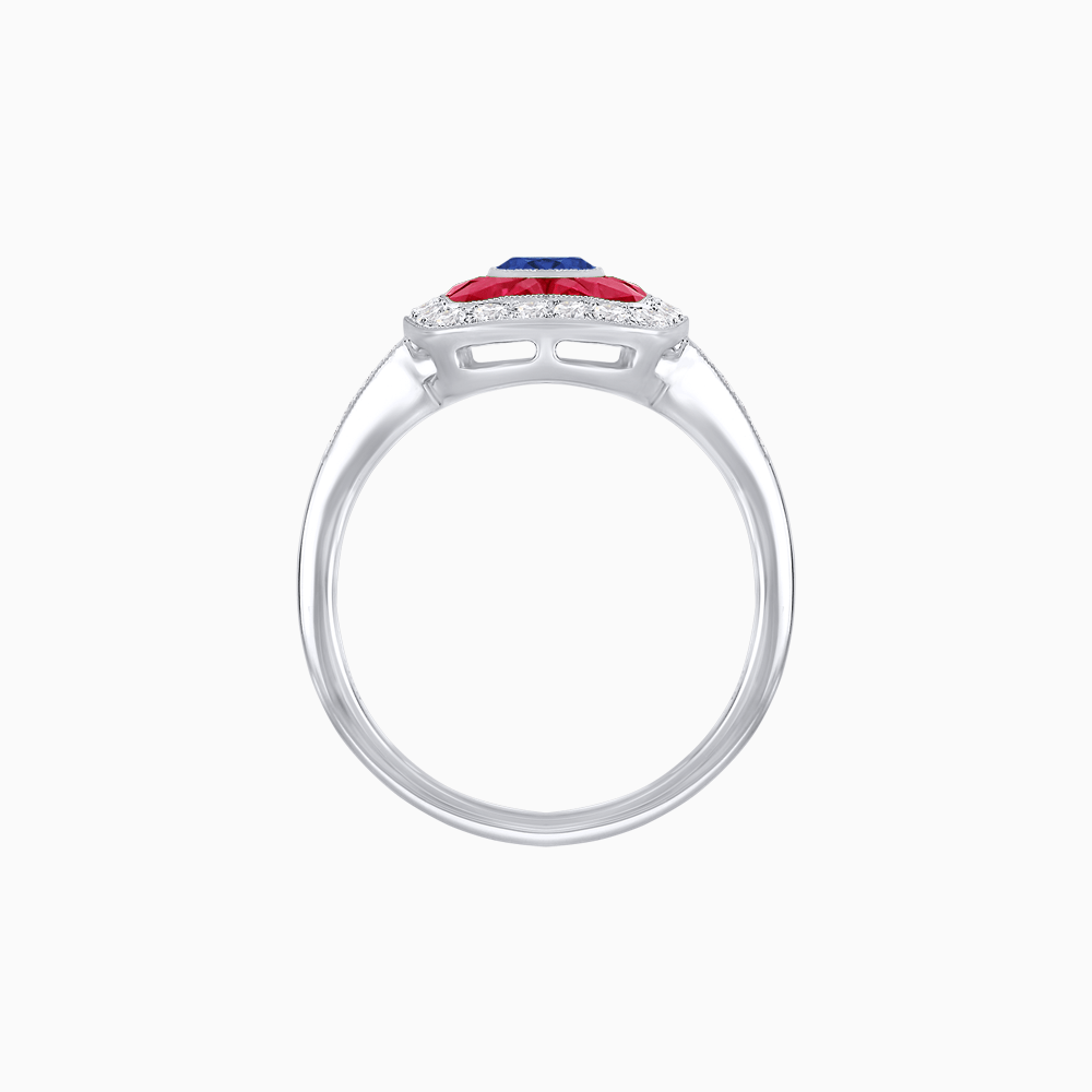 Vintage - Inspired Cushion Halo Mounting Ring with Diamond & Gemstone Accents - Shahin Jewelry