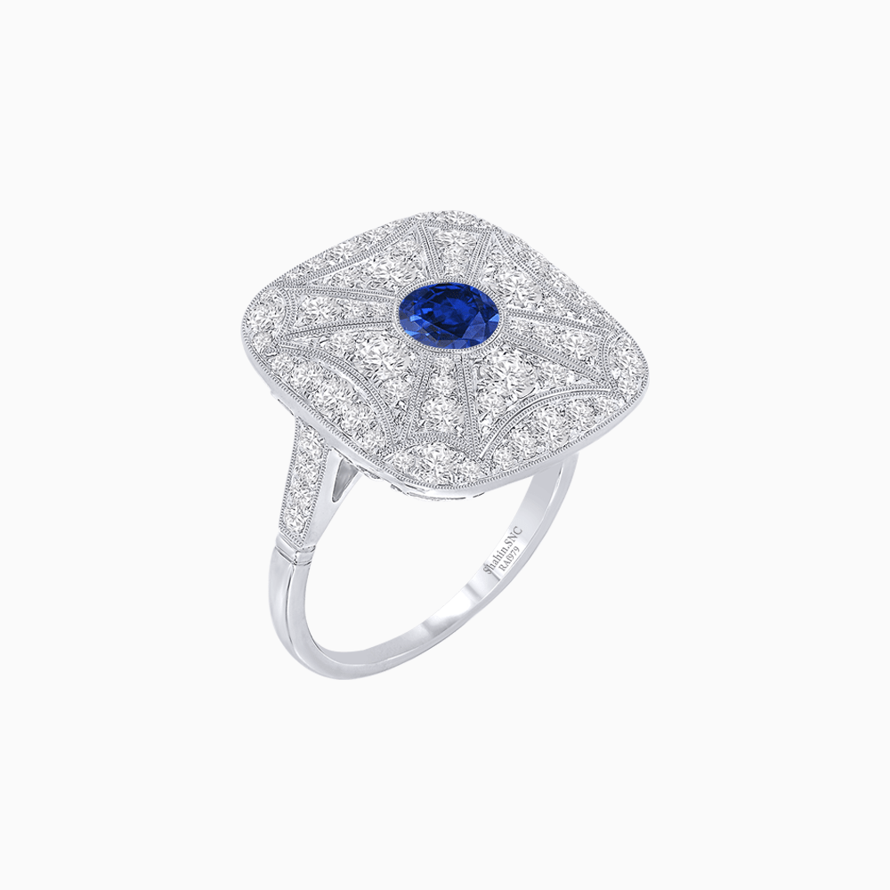 Vintage-Inspired Cushion-Shaped Diamond Ring Mounting Artisan Milgrain | Timeless Geometry | Customizable Center Stone - Shahin Jewelry