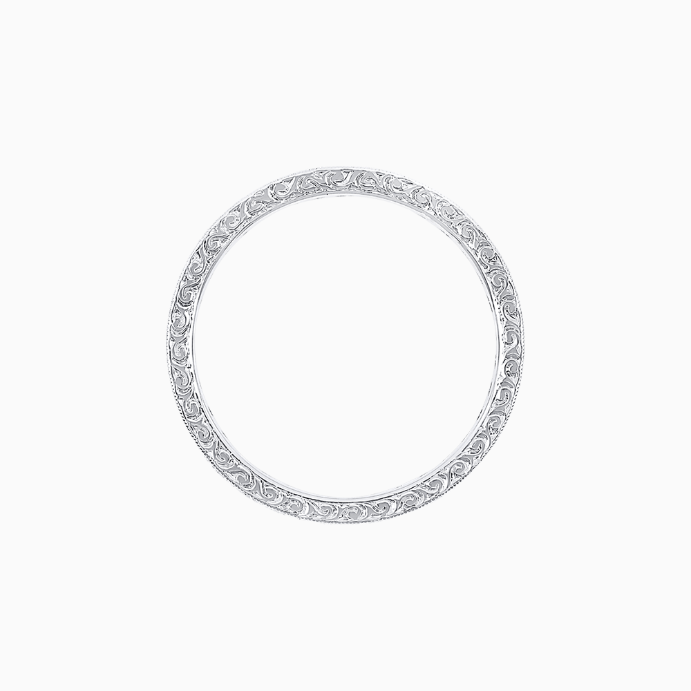 Vintage - Inspired Diamond Wedding Band with Intricate Detailing - Shahin Jewelry