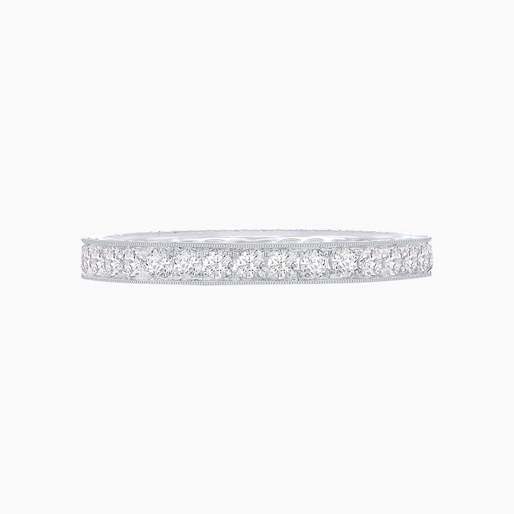 Vintage - Inspired Diamond Wedding Band with Intricate Detailing - Shahin Jewelry