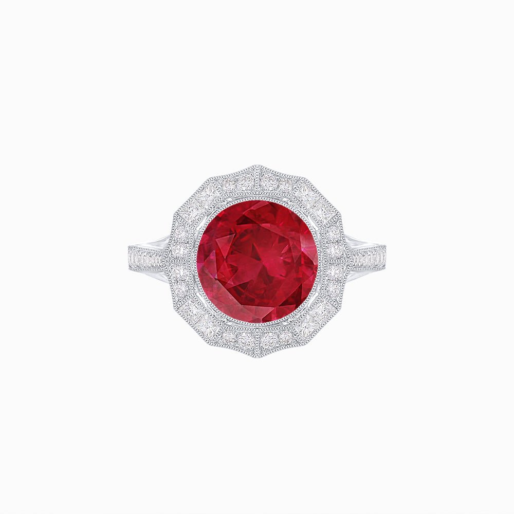 Vintage-Inspired Dodecagon Halo Engagement Ring Mounting - Shahin Jewelry