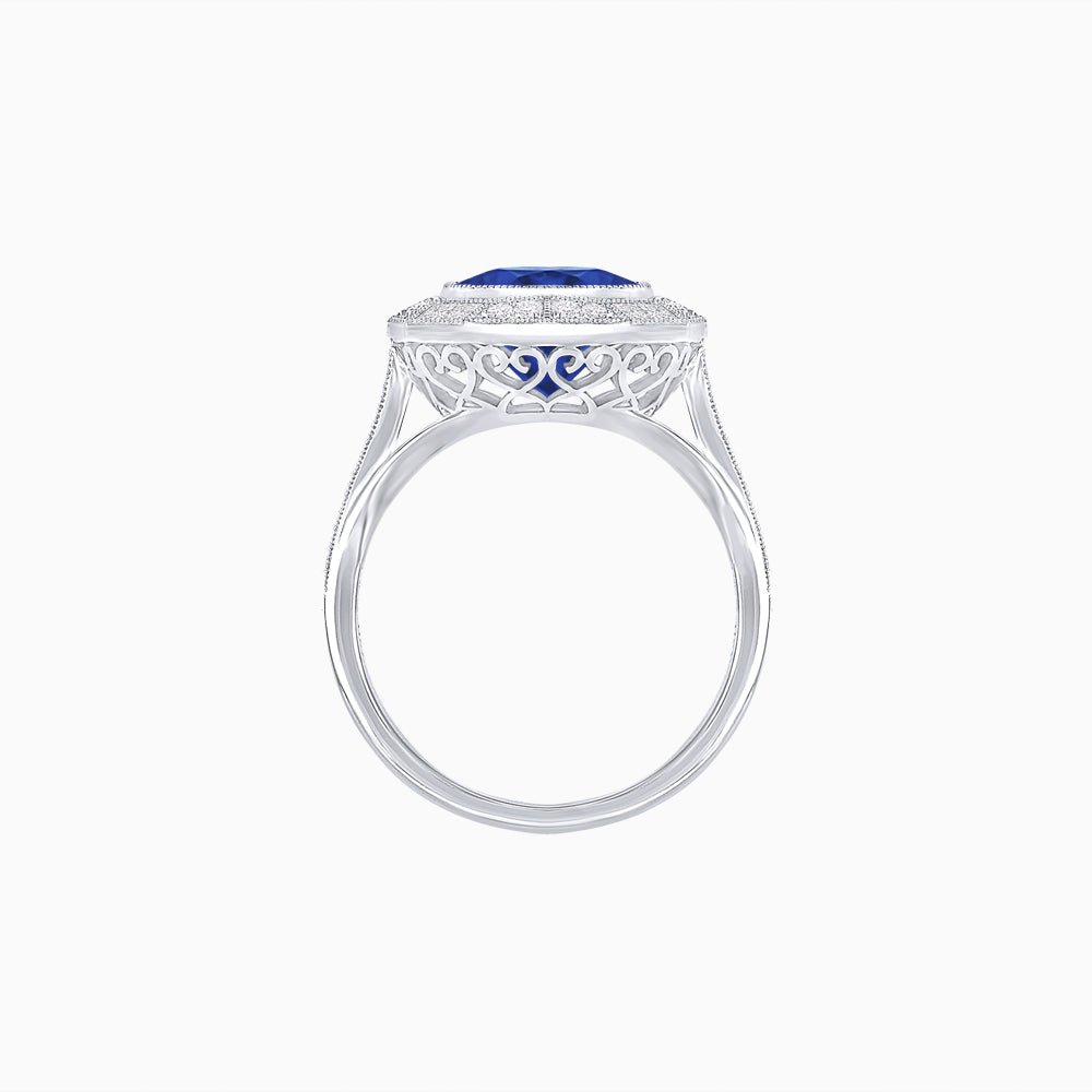 Vintage-Inspired Dodecagon Halo Engagement Ring Mounting - Shahin Jewelry