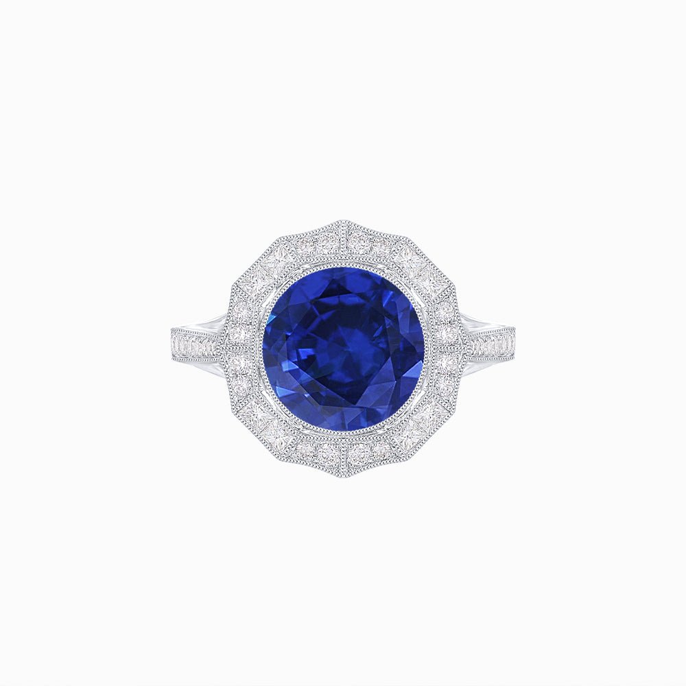 Vintage-Inspired Dodecagon Halo Engagement Ring Mounting - Shahin Jewelry