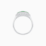 Load image into Gallery viewer, Vintage Inspired East-West Three-Stone Mosaic Halo Ring - Shahin Jewelry