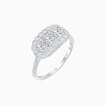 Load image into Gallery viewer, Vintage Inspired East-West Three-Stone Mosaic Halo Ring - Shahin Jewelry