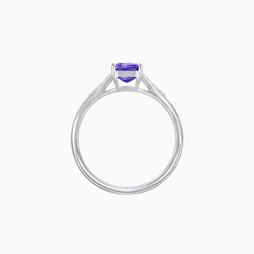 Vintage - Inspired Emerald - Cut Centerstone Ring with Diamond Accents - Shahin Jewelry
