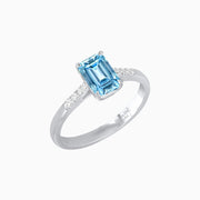 Vintage - Inspired Emerald - Cut Centerstone Ring with Diamond Accents - Shahin Jewelry