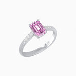 Load image into Gallery viewer, Vintage - Inspired Emerald - Cut Centerstone Ring with Diamond Accents - Shahin Jewelry