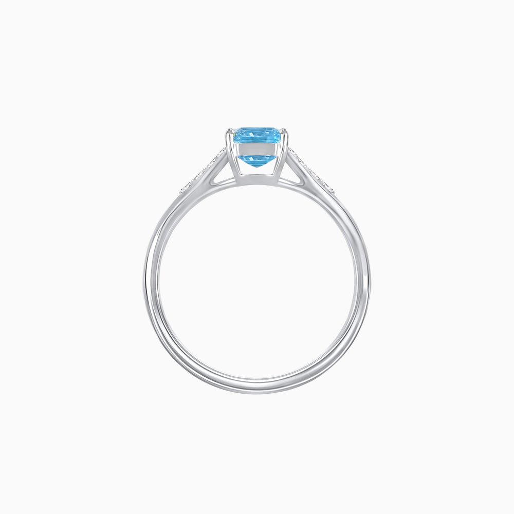 Vintage - Inspired Emerald - Cut Centerstone Ring with Diamond Accents - Shahin Jewelry