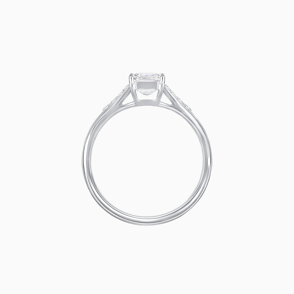 Vintage - Inspired Emerald - Cut Diamond Ring with Diamond Accents - Shahin Jewelry