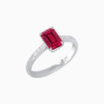 Load image into Gallery viewer, Vintage - Inspired Emerald - Cut Gemstone Ring with Diamond Accents - Shahin Jewelry