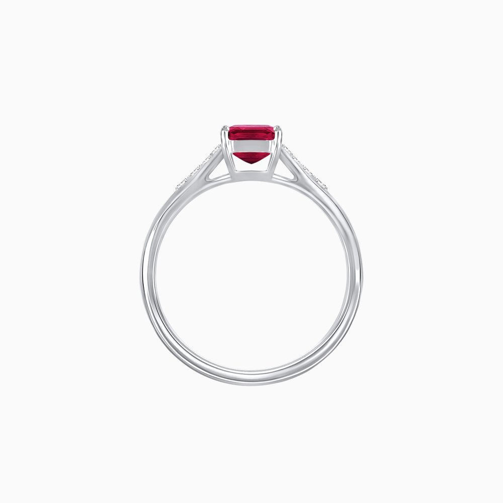 Vintage - Inspired Emerald - Cut Gemstone Ring with Diamond Accents - Shahin Jewelry