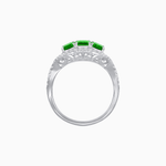 Load image into Gallery viewer, Vintage Inspired Emerald Cut Three-Stone Diamond Halo Ring - Shahin Jewelry