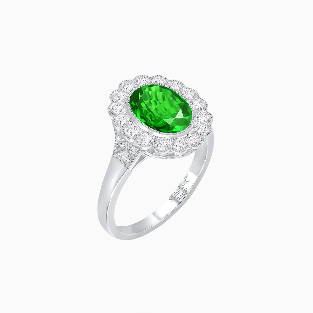 Vintage Inspired Engagement Gemstone Ring - Shahin Jewelry