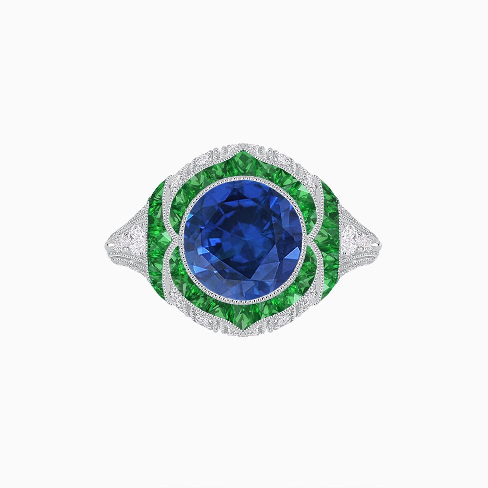 Vintage Inspired Engagement Ring With Gemstone - Shahin Jewelry