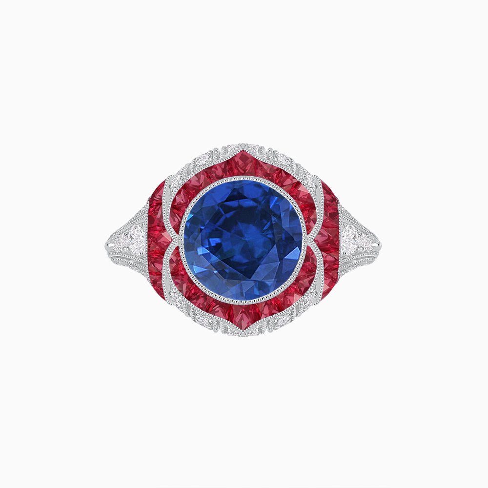 Vintage Inspired Engagement Ring With Gemstone - Shahin Jewelry