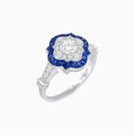 Load image into Gallery viewer, Vintage Inspired Floral Halo Round Cut Engagement Ring - Shahin Jewelry