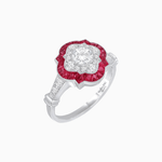 Load image into Gallery viewer, Vintage Inspired Floral Halo Round Cut Engagement Ring - Shahin Jewelry