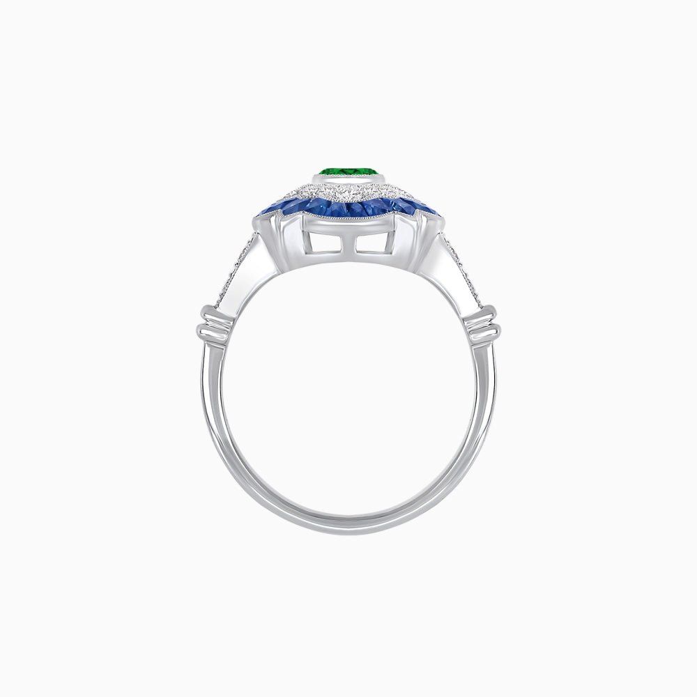Vintage Inspired Floral Halo Round Cut Engagement Ring - Shahin Jewelry