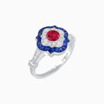 Load image into Gallery viewer, Vintage Inspired Floral Halo Round Cut Engagement Ring - Shahin Jewelry