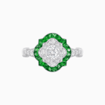 Load image into Gallery viewer, Vintage Inspired Floral Halo Round Cut Engagement Ring - Shahin Jewelry
