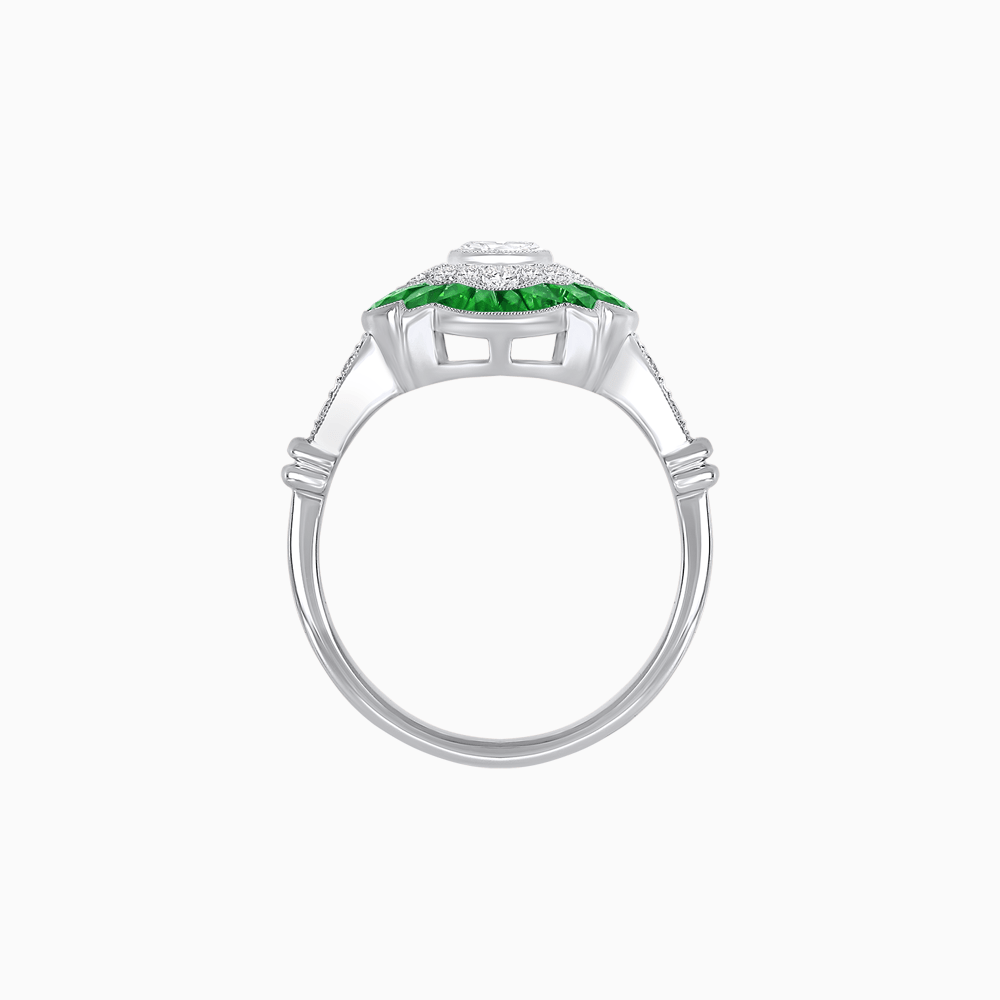 Vintage Inspired Floral Halo Round Cut Engagement Ring - Shahin Jewelry