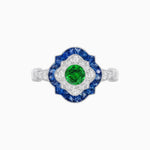 Load image into Gallery viewer, Vintage Inspired Floral Halo Round Cut Engagement Ring - Shahin Jewelry