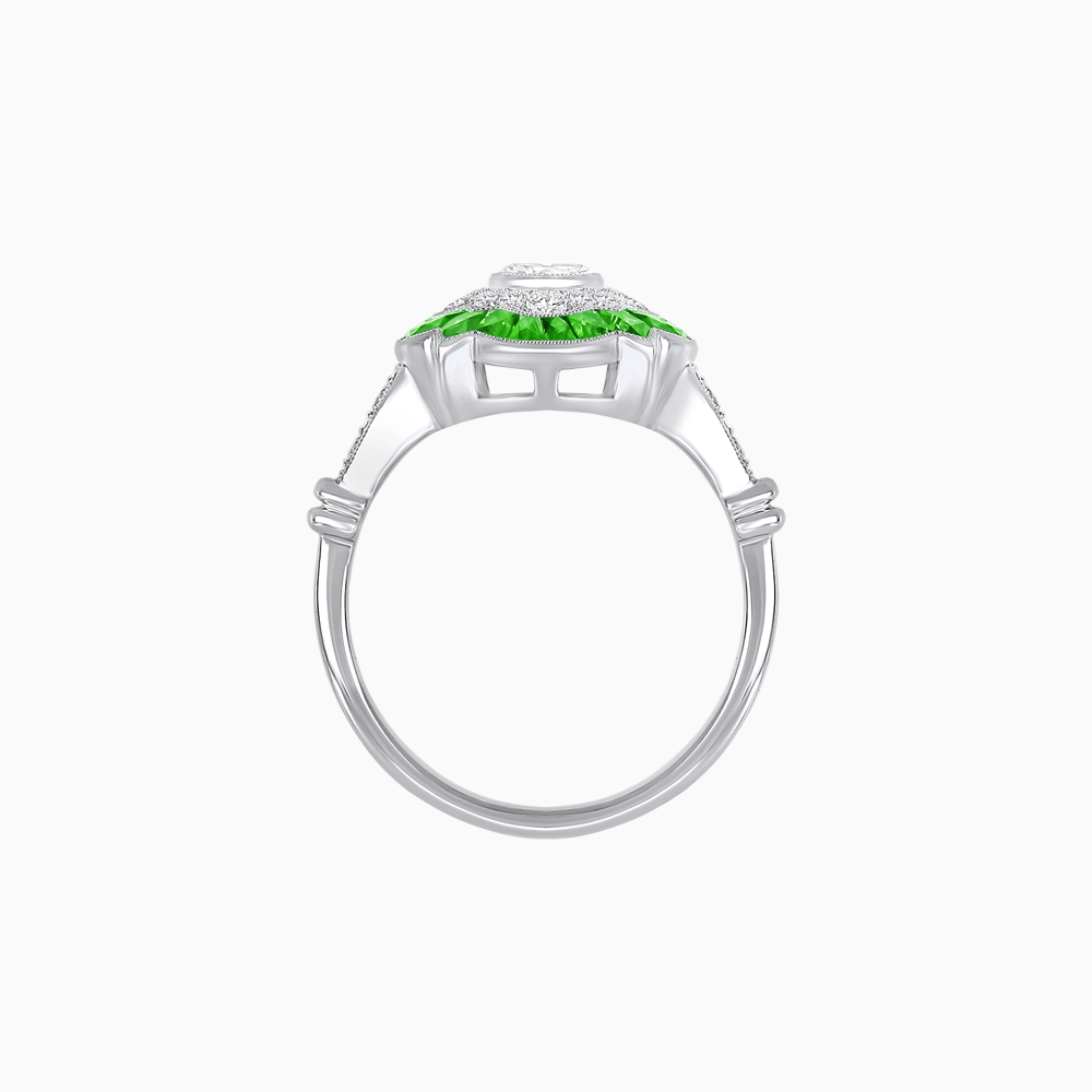 Vintage Inspired Floral Halo Round Cut Engagement Ring - Shahin Jewelry
