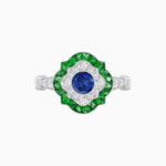 Load image into Gallery viewer, Vintage Inspired Floral Halo Round Cut Engagement Ring - Shahin Jewelry