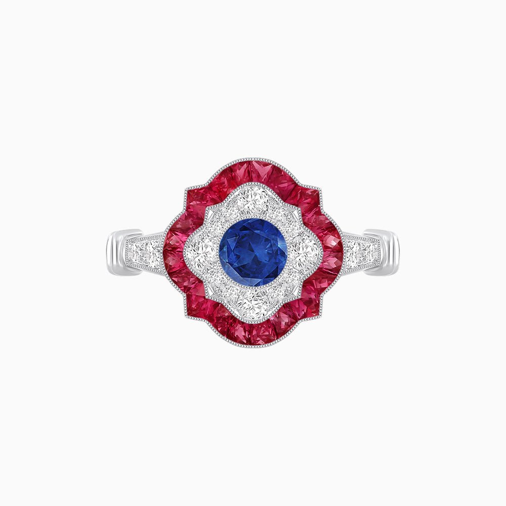 Vintage Inspired Floral Halo Round Cut Engagement Ring - Shahin Jewelry
