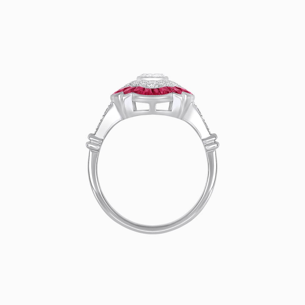Vintage Inspired Floral Halo Round Cut Engagement Ring - Shahin Jewelry