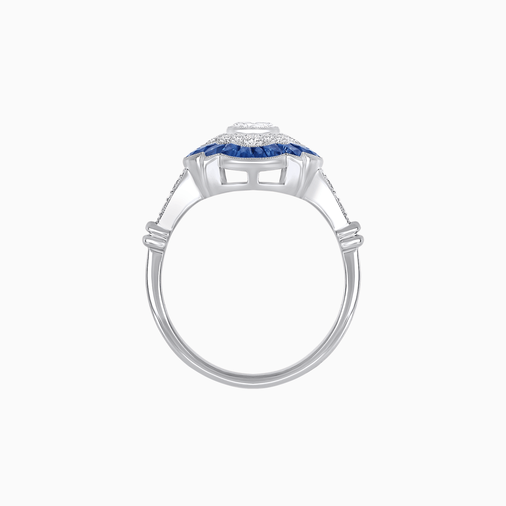 Vintage Inspired Floral Halo Round Cut Engagement Ring - Shahin Jewelry