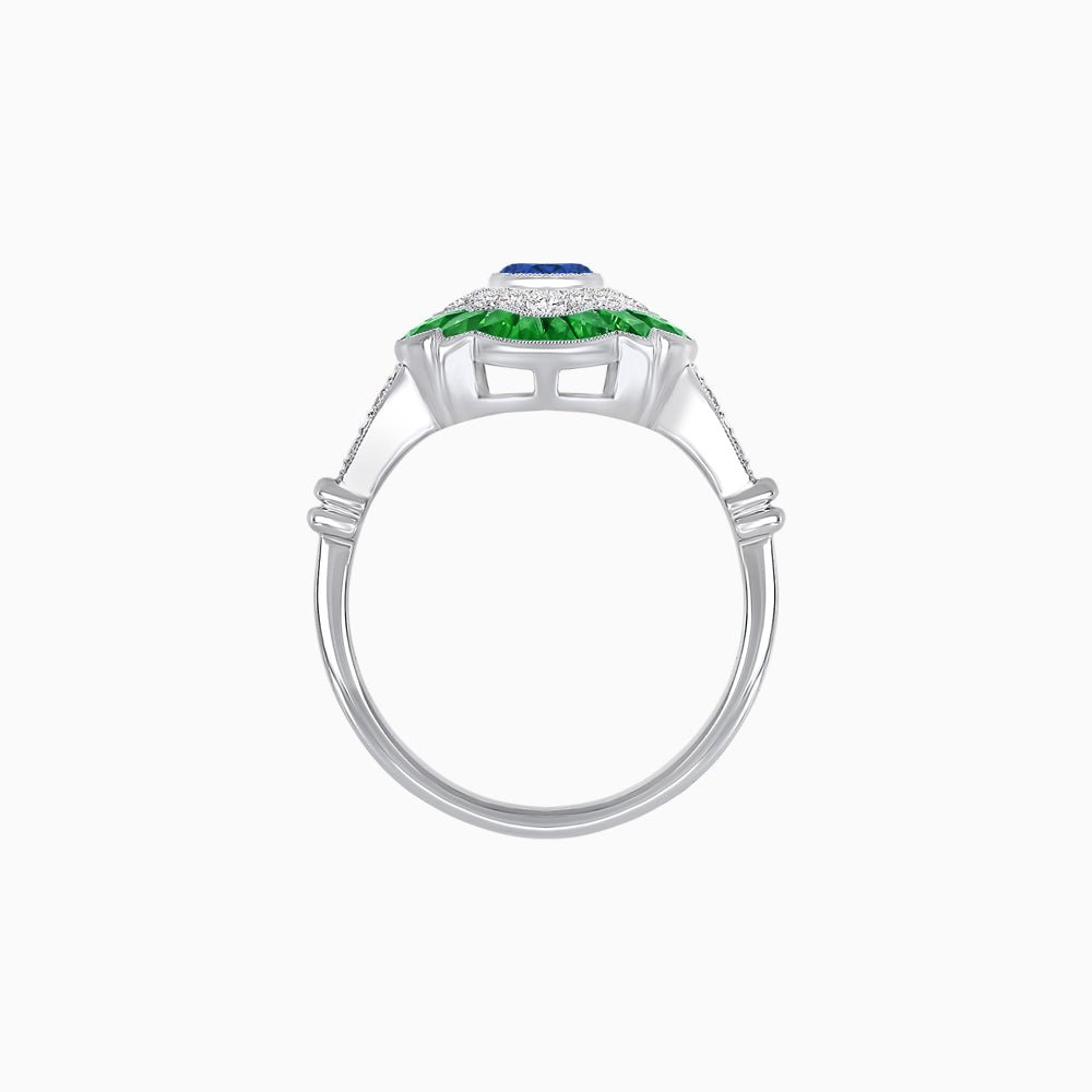 Vintage Inspired Floral Halo Round Cut Engagement Ring - Shahin Jewelry