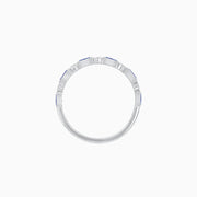 Vintage Inspired Gemstone and Diamond Brilliance Eternity Band in 14k Withe Gold - Shahin Jewelry