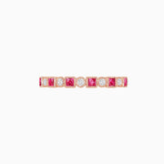 Vintage - Inspired Half Band – Pink Spinel & Diamond in 14K Rose Gold - Shahin Jewelry